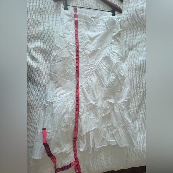 Vince Camuto Ruffle Detail Cotton Wrap Midi Skirt in Ultra White NWT - Picture 10 of 14